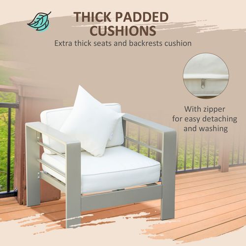 4 PCs Aluminium Garden Furniture Set w/ Thick Padded Cushion | Luxury Home Accessories | Heulog Glow