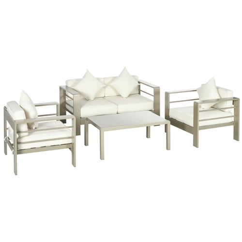 4 PCs Aluminium Garden Furniture Set w/ Thick Padded Cushion | Luxury Home Accessories | Heulog Glow