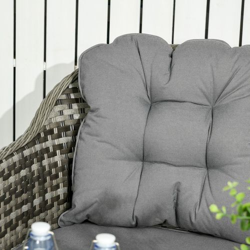 4 PCS Rattan Garden Furniture, Padded Conversation Sofa Set w/ Glass Top Table | Luxury Home Accessories | Heulog Glow