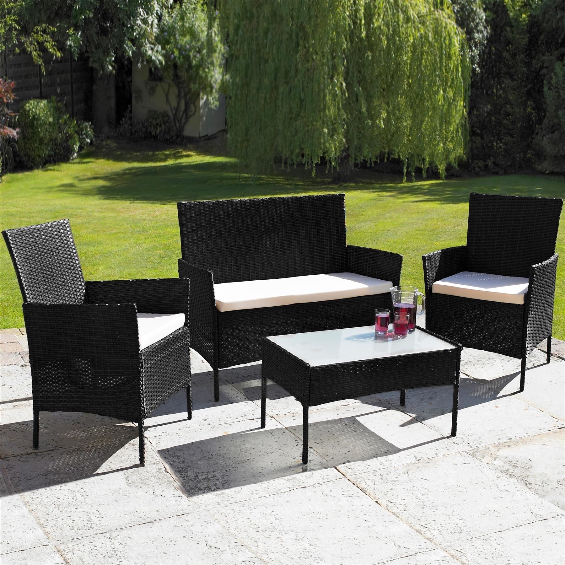 4 Piece Rattan Outdoor Furniture Garden Sofa Set | Luxury Home Accessories | Heulog Glow