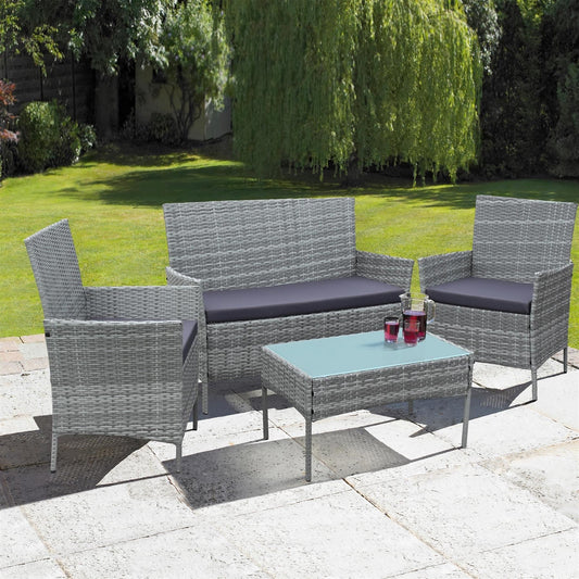 4 Piece Rattan Outdoor Furniture Garden Sofa Set | Luxury Home Accessories | Heulog Glow