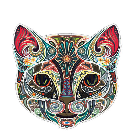 Flower Face Cat Irregular Wooden Puzzle Flat Area Wood