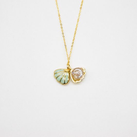 Green Shell Murano Aroma Necklace - Dreamy Lavender | Energy & Healing | Diffuse on the go | 925 Silver