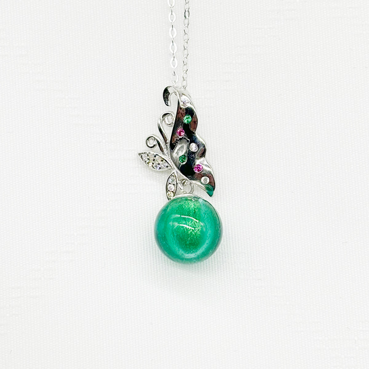 Sterling Silver Butterfly Aroma Necklace - Turquoise | Energy & Healing | Diffuse on the go