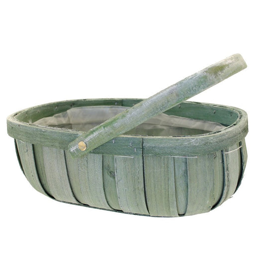 Green Softwood Trug &amp; Folding Handle 24.5cm