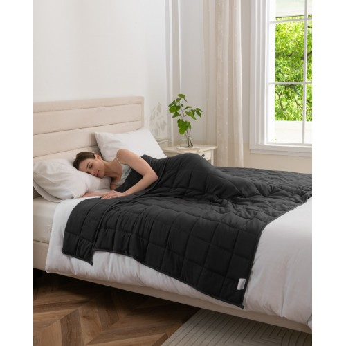 W-BLANKET - Good Nite Weighted Blanket 125×150 cm - Glass Beads, Breathable Microfibre, Even Weight for Calm, Cosy Sleep - Grey