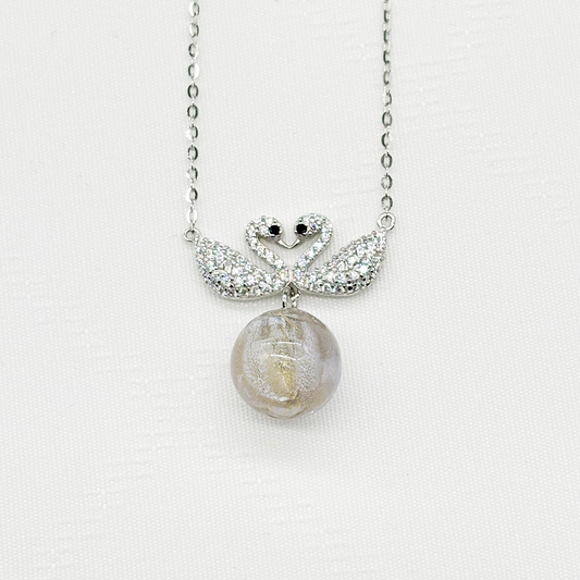 Sterling Silver Twin Swan Aroma Necklace - Gold Purple | Energy & Healing | Diffuse on the go
