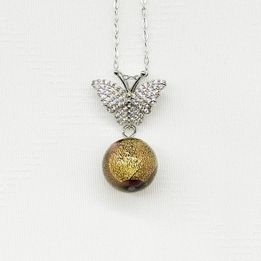 Sterling Silver Diamond Butterfly Aroma Necklace - Starry Night | Energy & Healing | Diffuse on the go