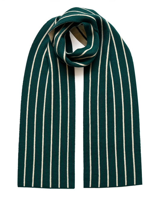 Thin Stripe Wool & Cashmere Scarf Teal