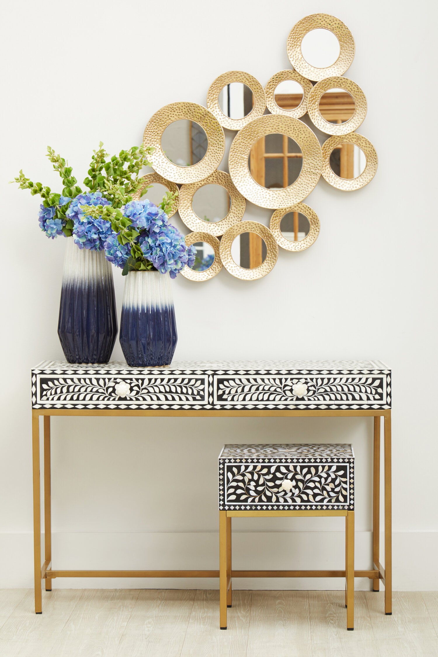 Fusion Bone Inlay Console Table With 2 Drawers