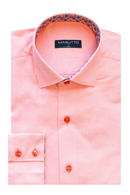 MASUTTO TORRE/26 LINEN LONG SLEEVE BUTTON DOWN SHIRT