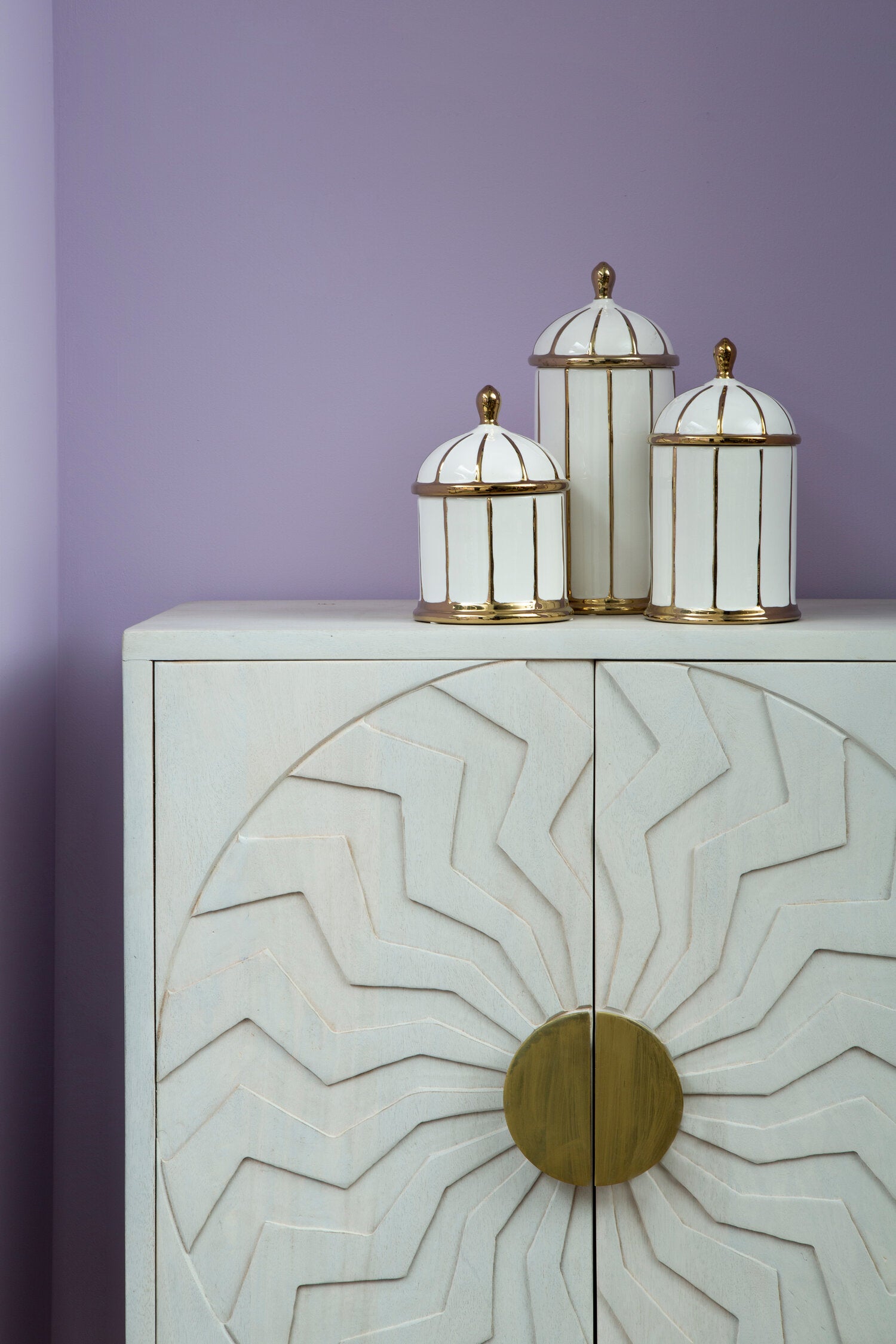 Coletta Medium White and Gold Ceramic Jar