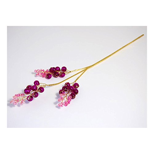 S&W Bridal B1993FUGL | Crystal Berry Spray | Pack of 3 | Fuchsia/Gold