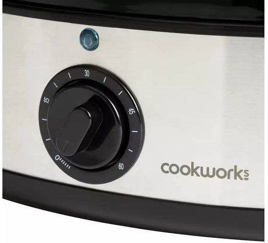 Cookworks XJ-10303 3 Bowl Electric Steamer Makes Nutritious Food Prep Easy - White