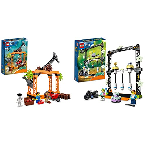 LEGO 60342 City Stuntz The Shark Attack Stunt Challenge Adventure Series Toy with Flywheel Powered Stunt Bike & Racer Minifigure