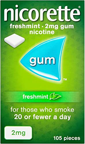 Nicorette Gum Freshmint, Nicotine, 105 Piece, 4 mg (Stop Smoking Aid)