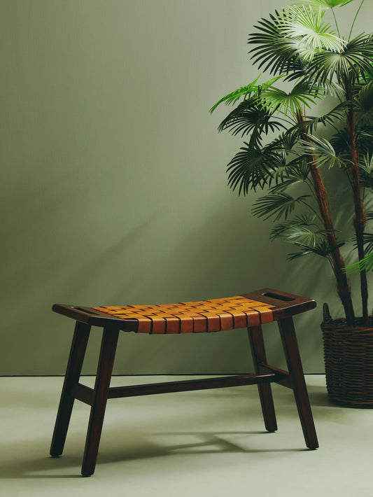 Inca Strapped Tan Leather Stool