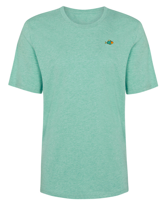 Fish Embroidered T-Shirt Heather Green