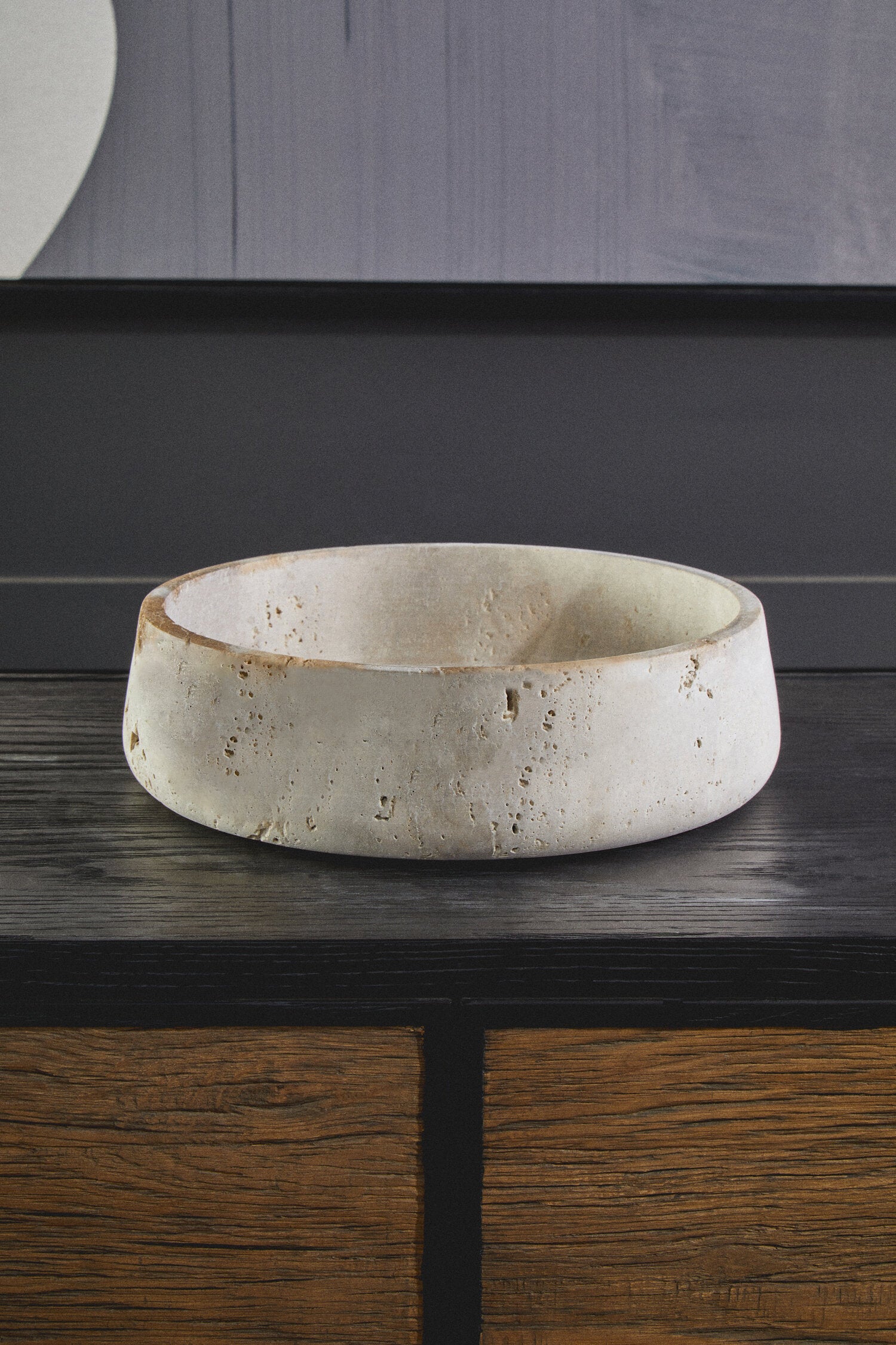 Tibor Travertine Bowl with Raised Edges