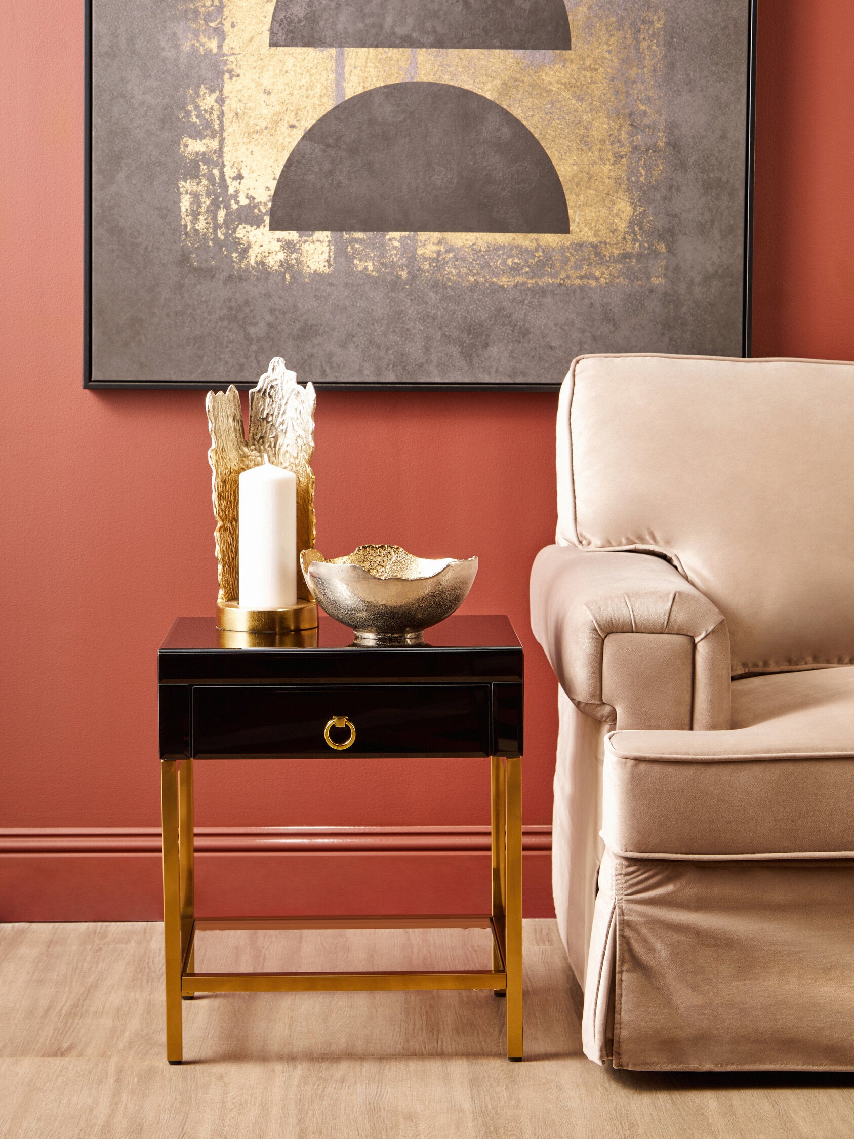 Kensington Townhouse Black and Gold Side Table