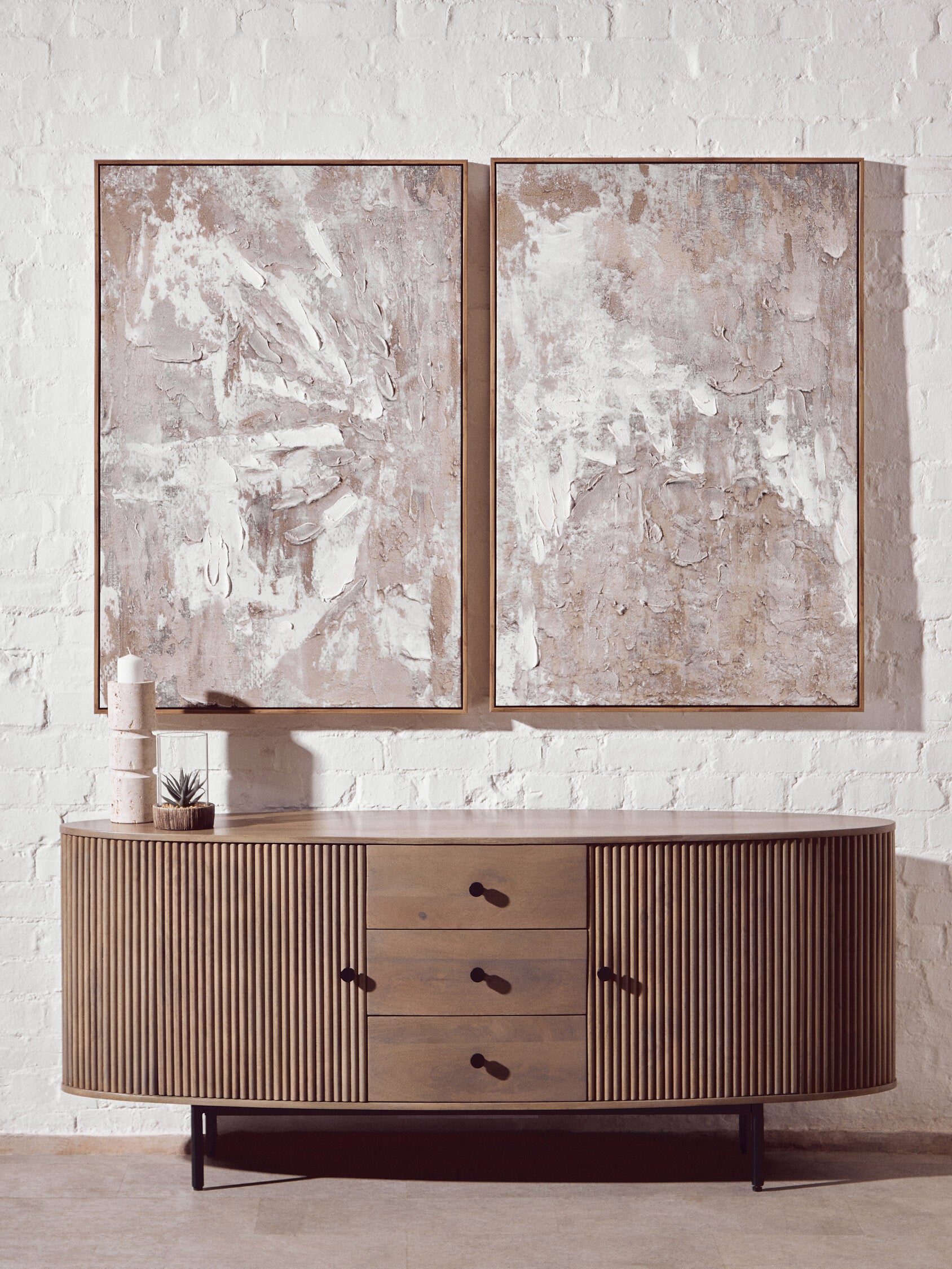 Torello Two Door Three Drawer Grey Mango Wood Sideboard