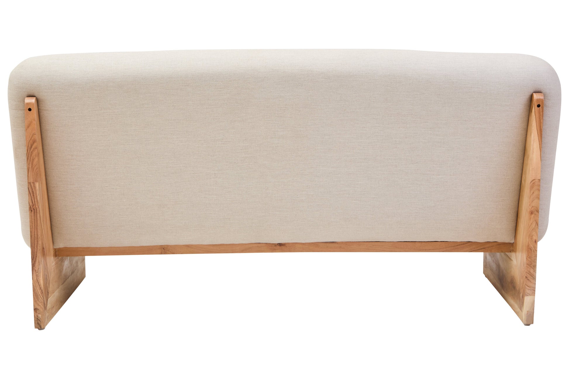 Parova Cream Linen Textured 2 Seater Armless Sofa With Wood Base