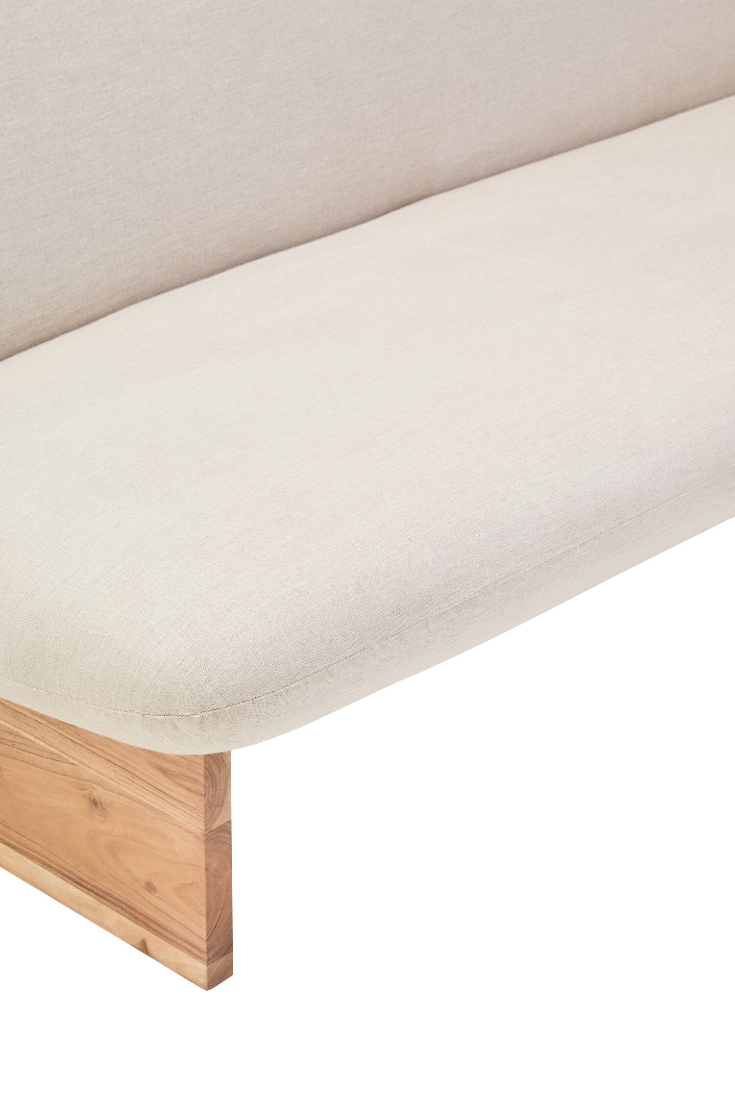 Parova Cream Linen Textured 2 Seater Armless Sofa With Wood Base
