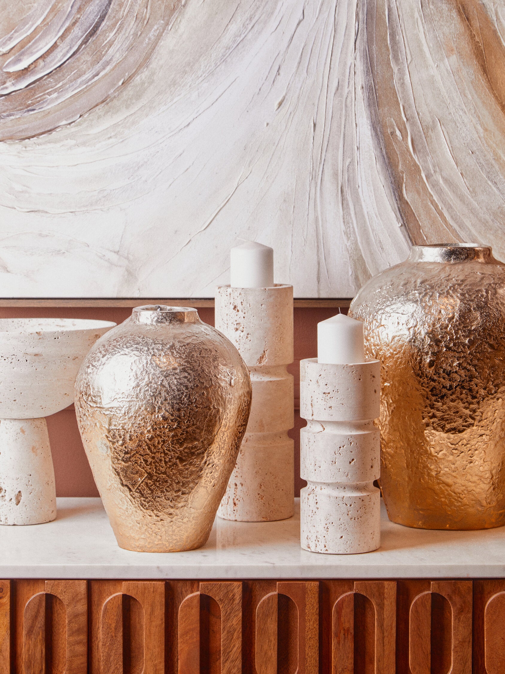 Dion Large Ombre Silver and Gold Finish Vase