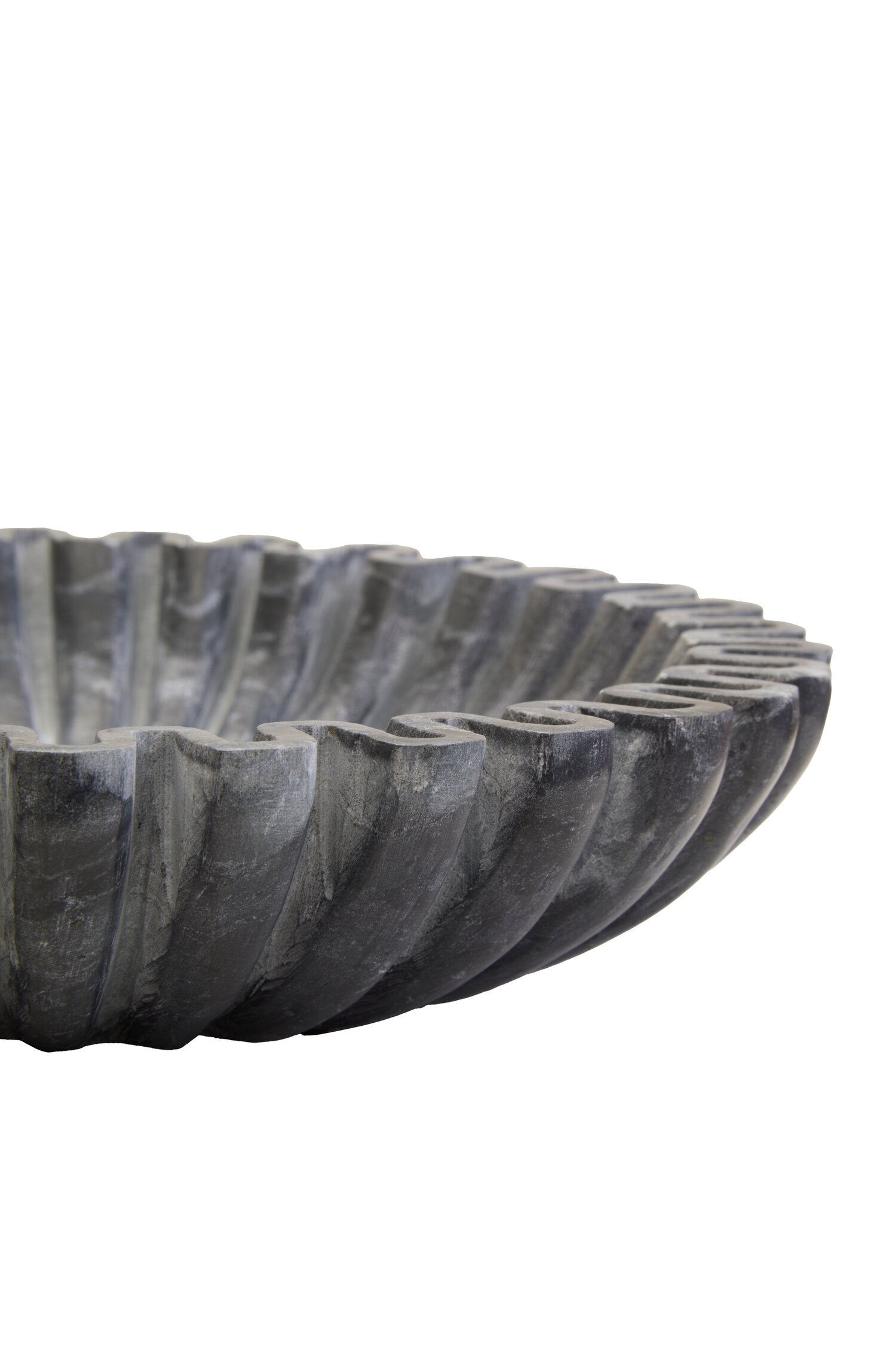 Savio Small Grey Fluted Marble Bowl
