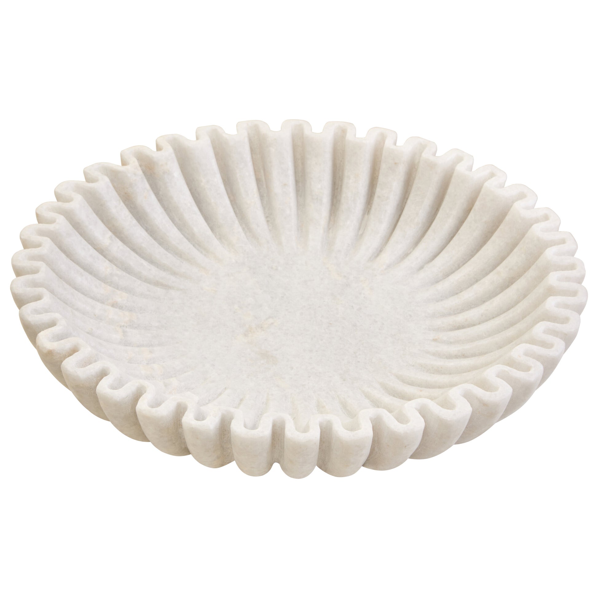 Savio Large White Fluted Marble Bowl
