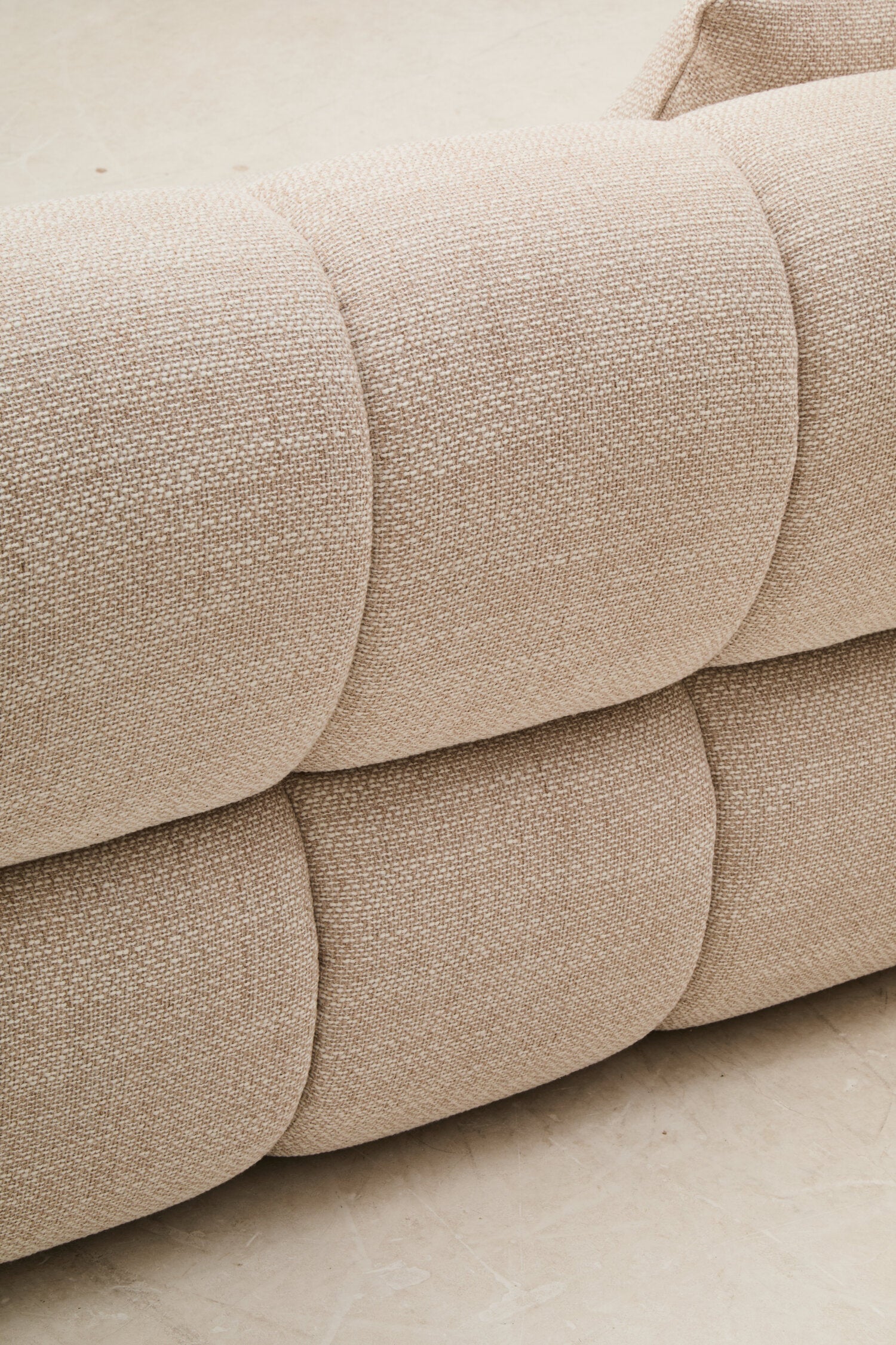 Ordona Cream Linen 3 Seater Curved Sofa