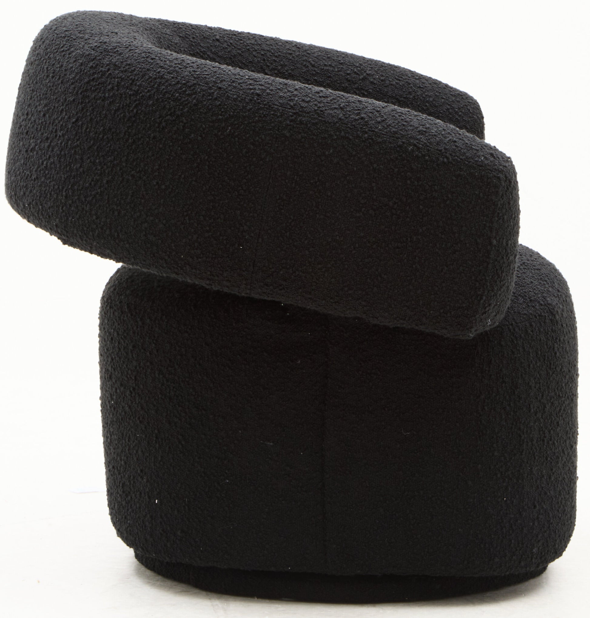 Oliveto Black Boucle Curved Swivel Armchair