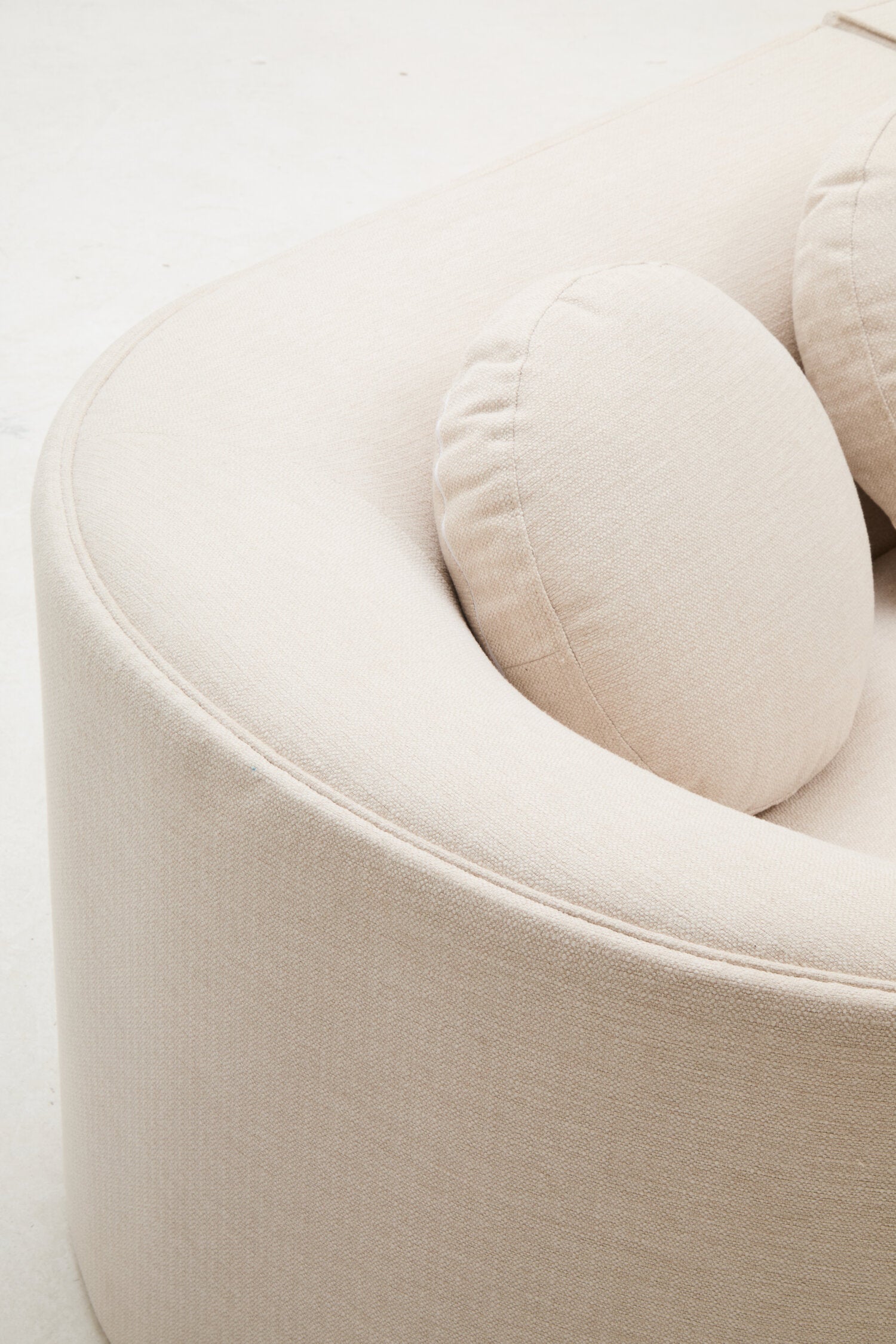 Ovada Cream Linen 3 Seater Curved Sofa
