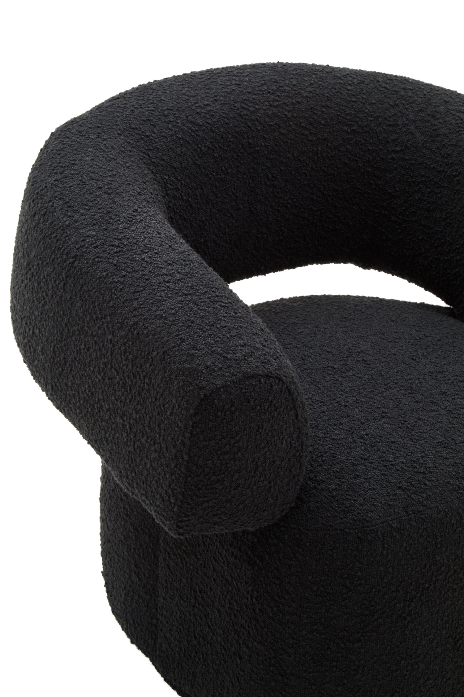Oliveto Black Boucle Curved Swivel Armchair