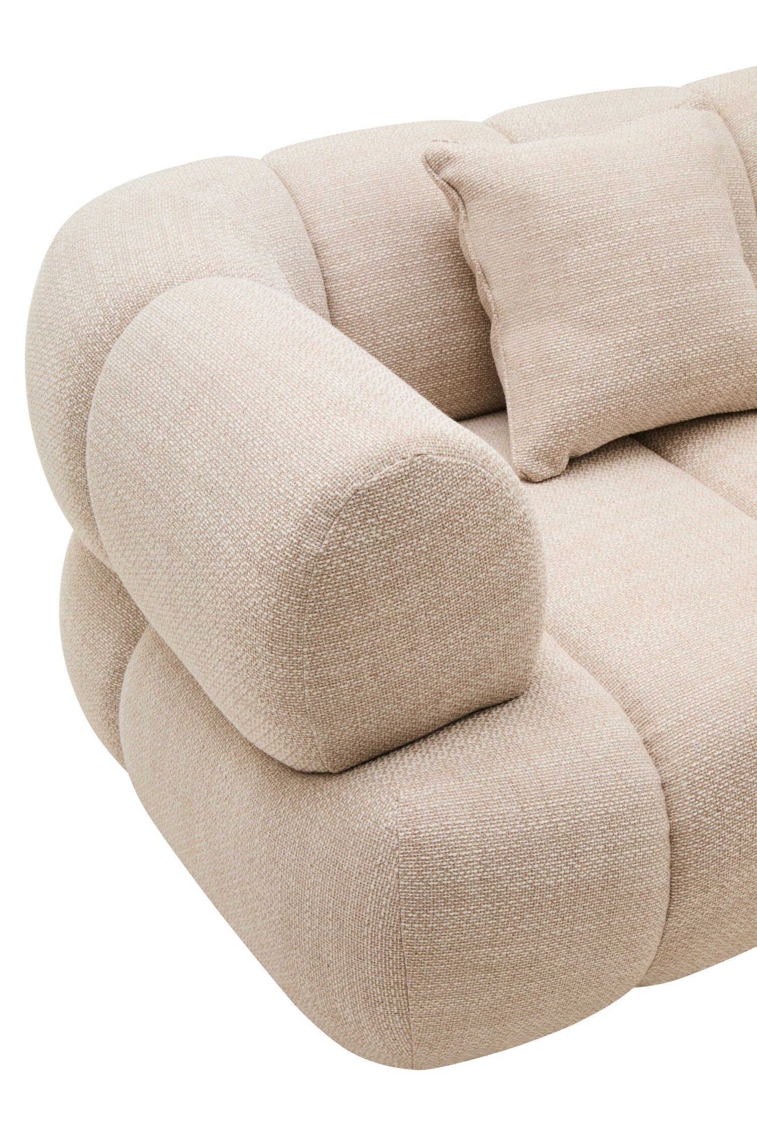 Ordona Cream Linen 3 Seater Curved Sofa