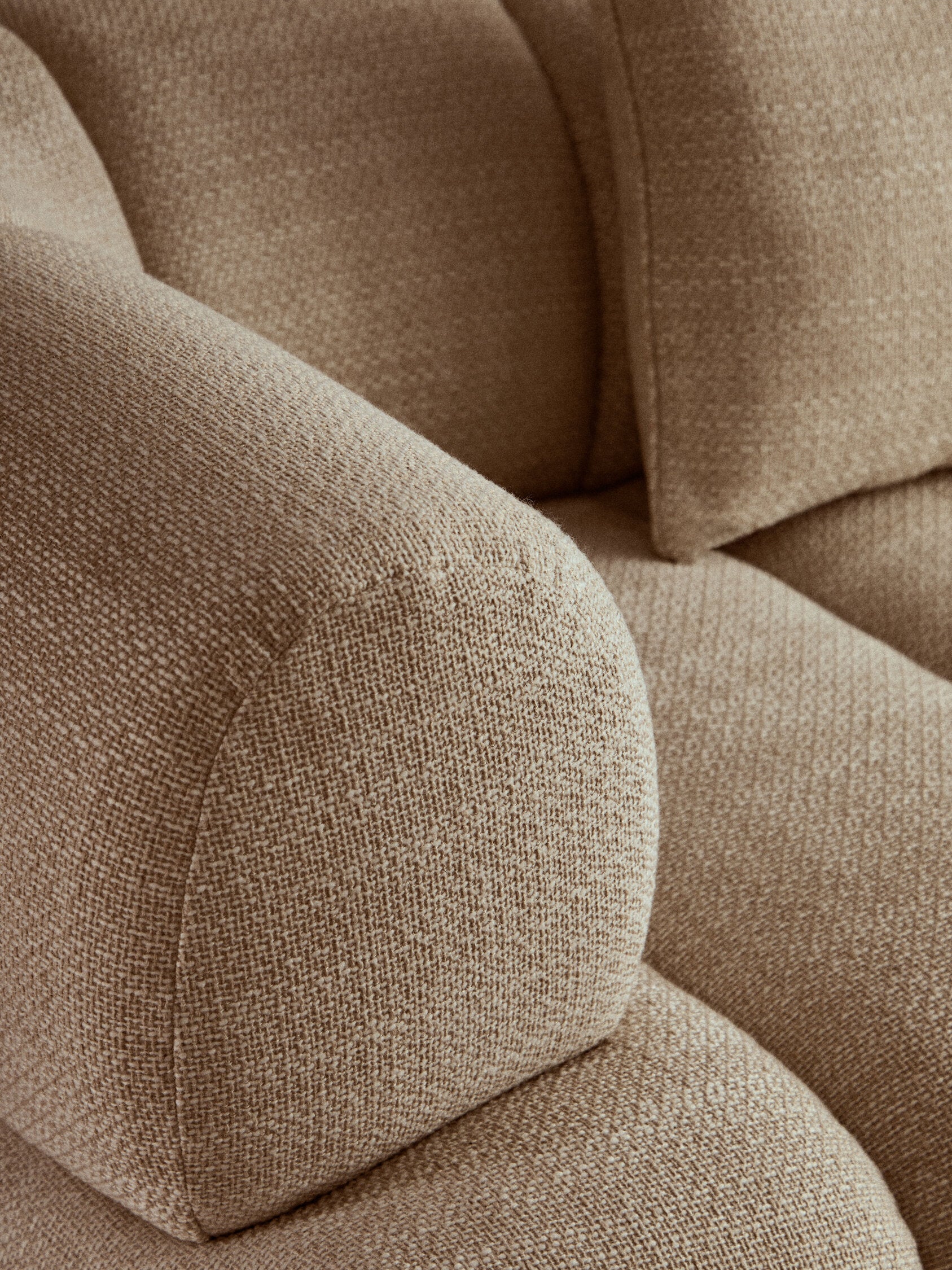 Ordona Cream Linen 3 Seater Curved Sofa