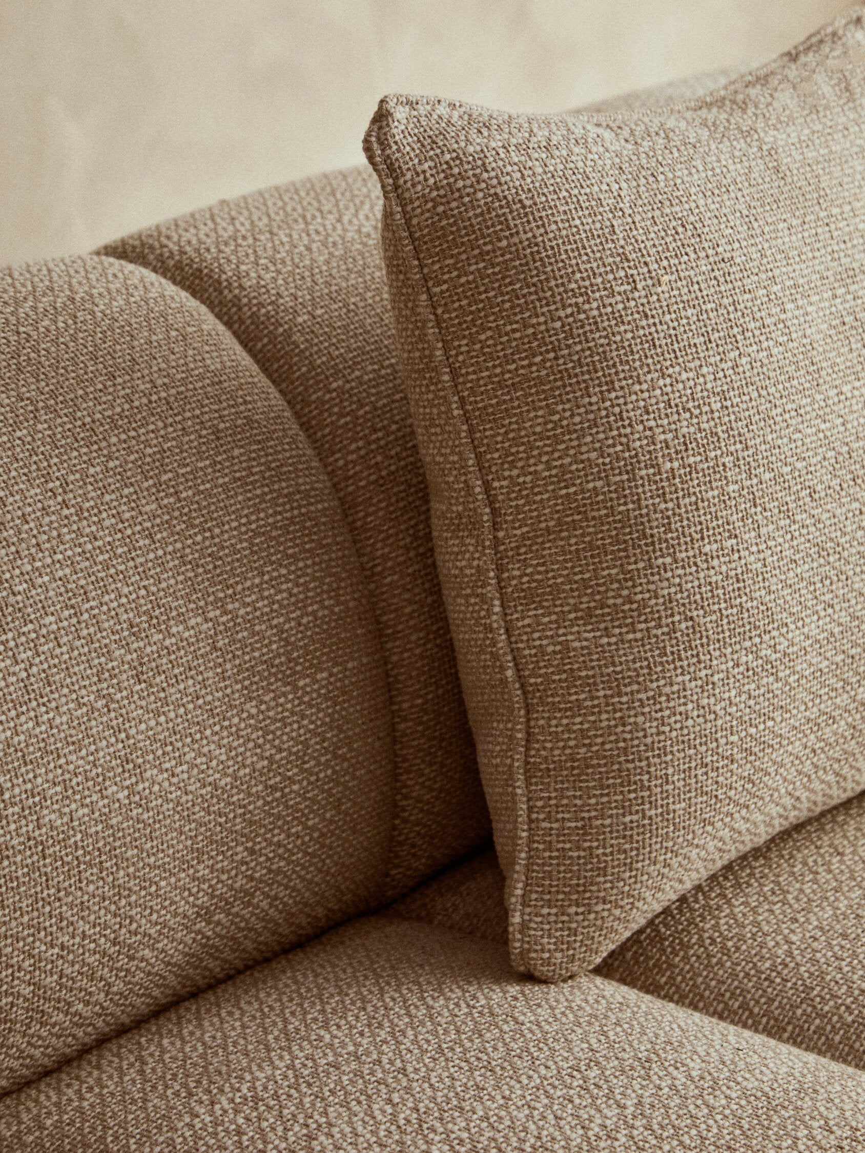 Ordona Cream Linen 3 Seater Curved Sofa