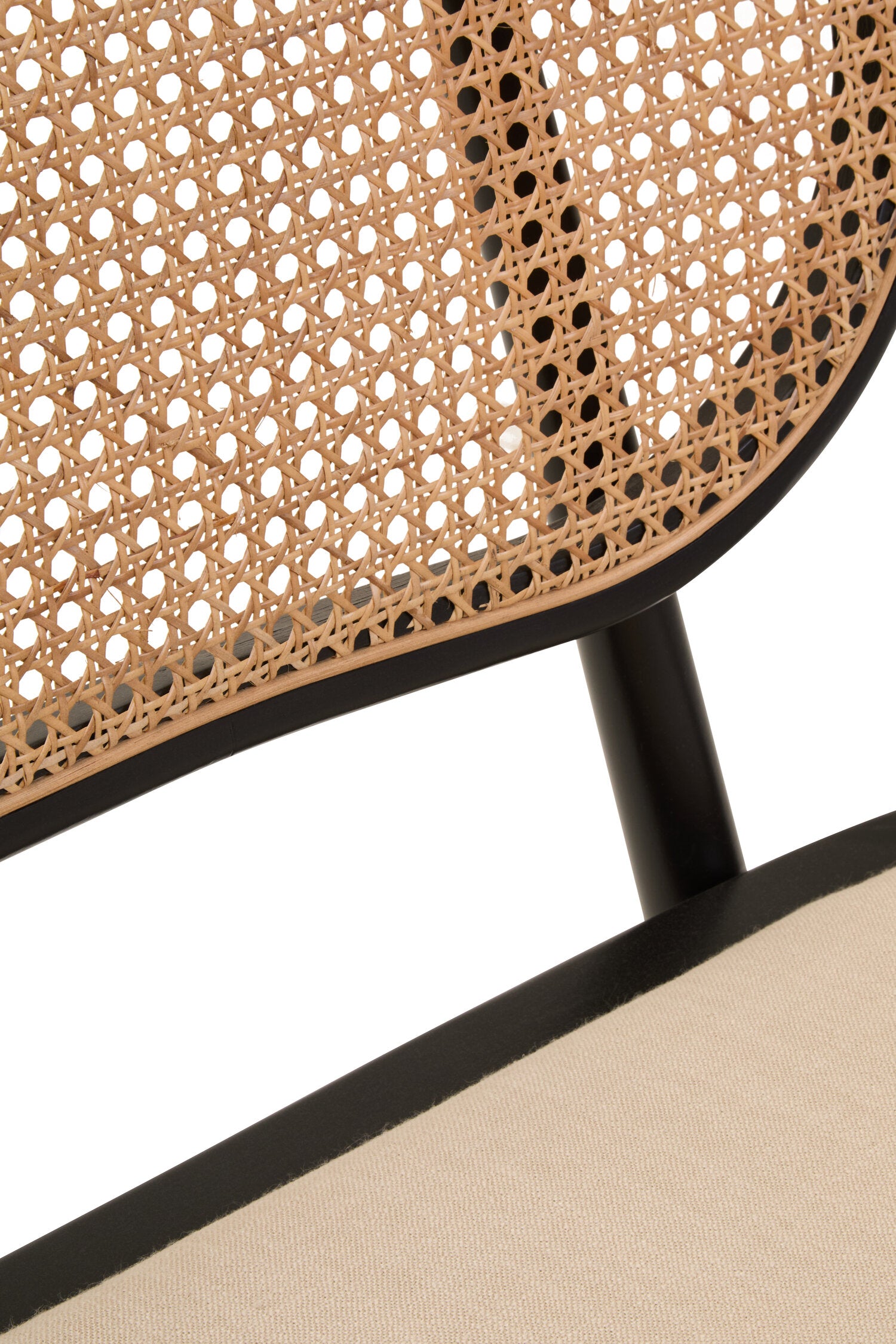 Cebu Natural Cane Bench with Black Elm Wood Frame
