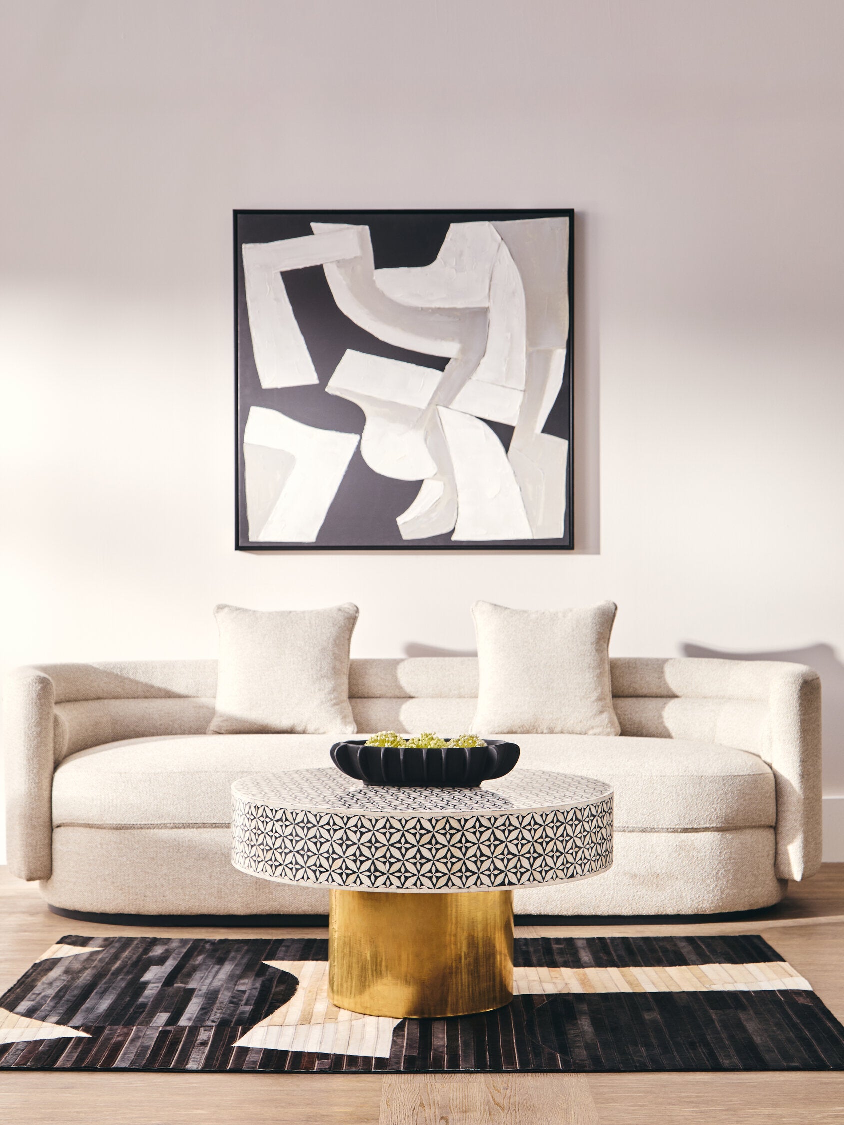 Oratino Ivory Linen 3 Seater Curved Sofa
