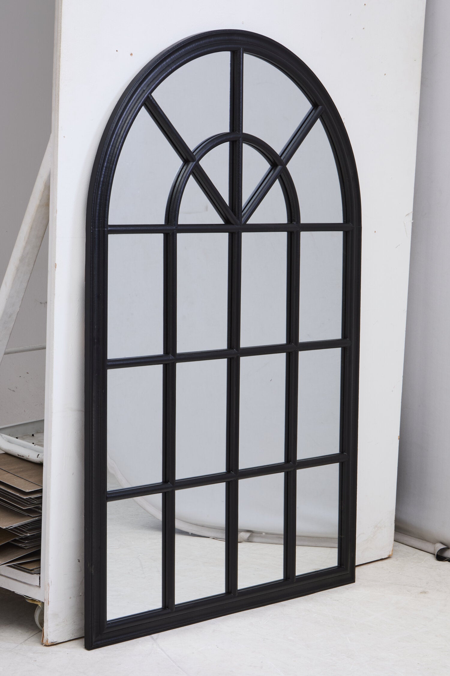 Lovida Black Arched Wooden Frame Wall Mirror