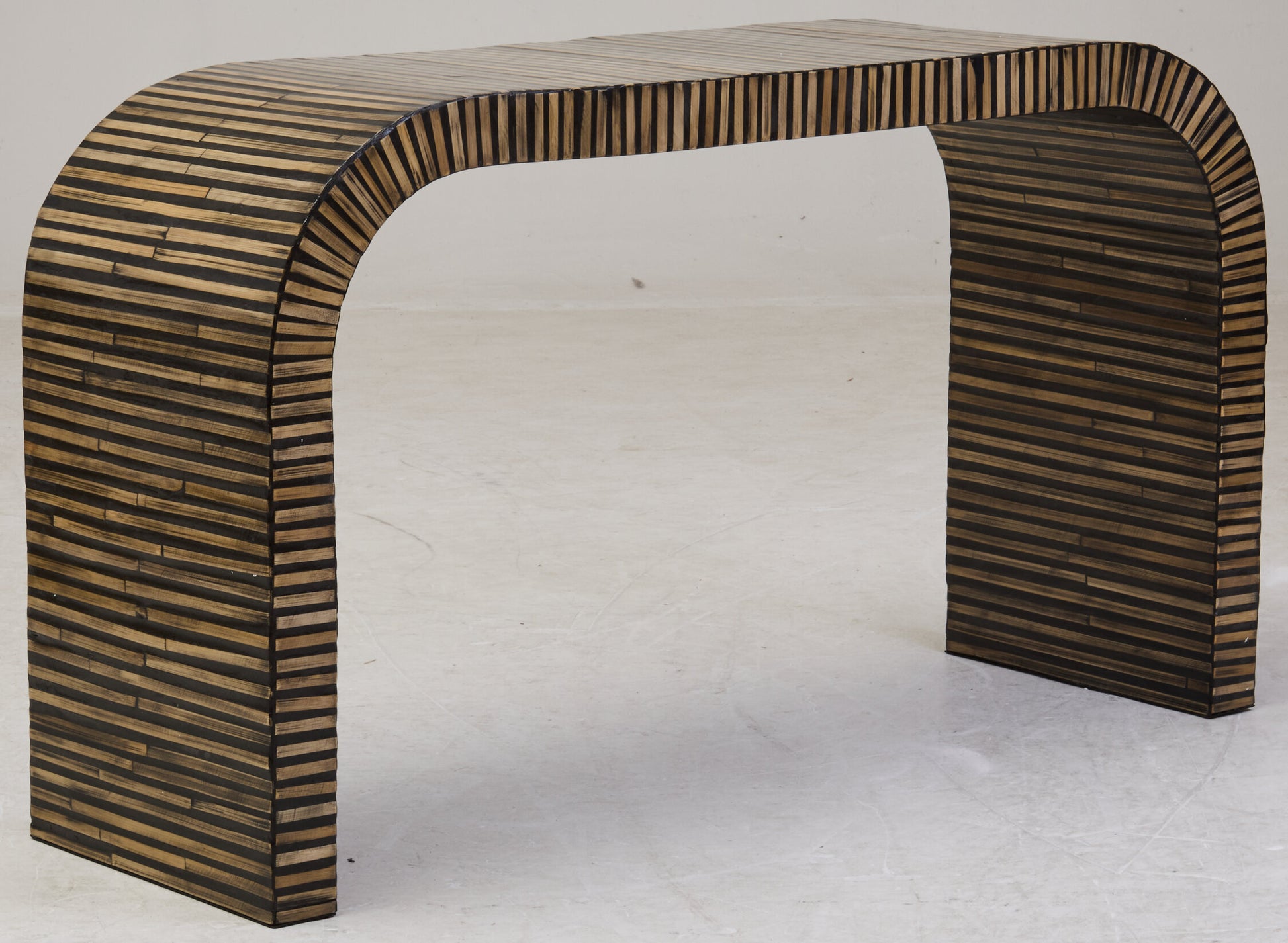 Bambusa Bamboo Inlay Curved Console Table
