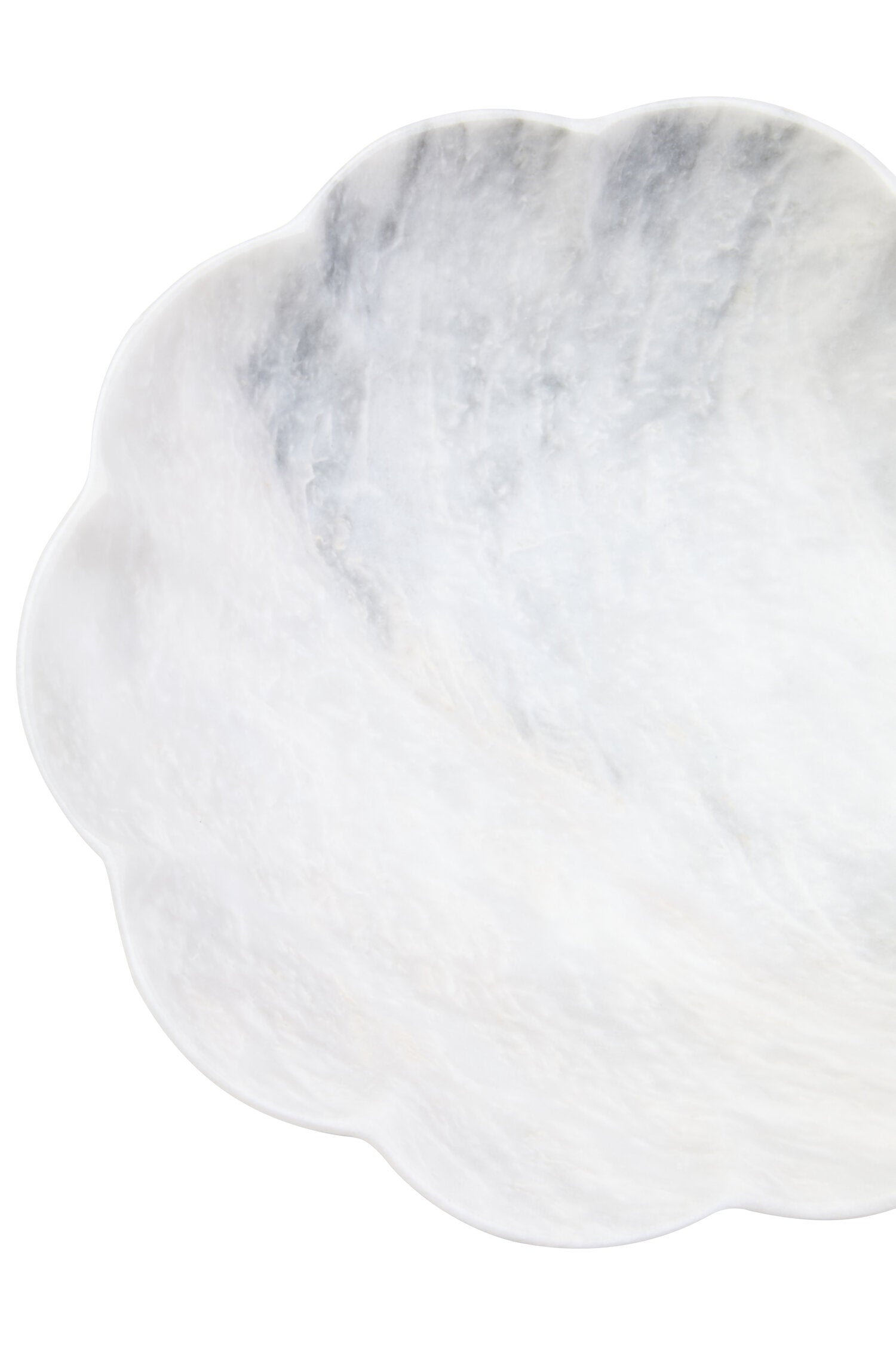 Zoro Large White Marble Scalloped Bowl