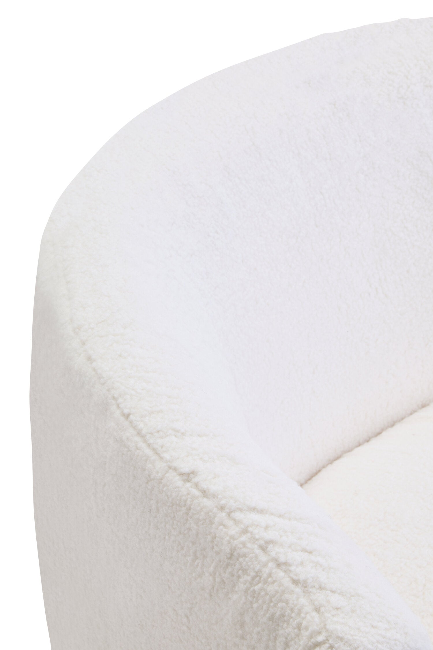 Montreal Ivory Boucle Effect Curved Lounge Chair With Swivel Base
