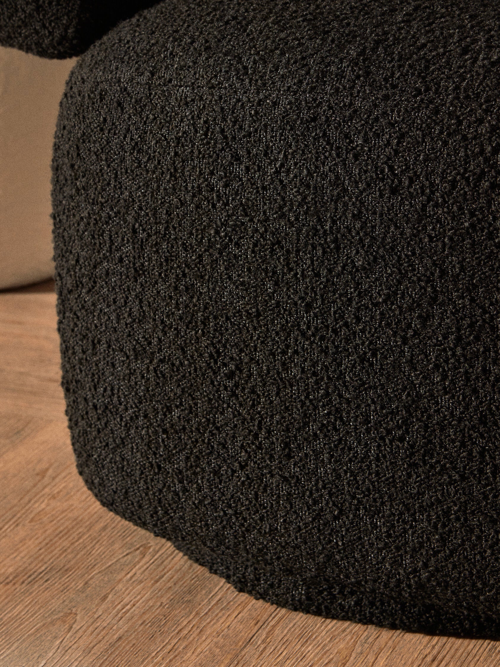 Oliveto Black Boucle Curved Swivel Armchair