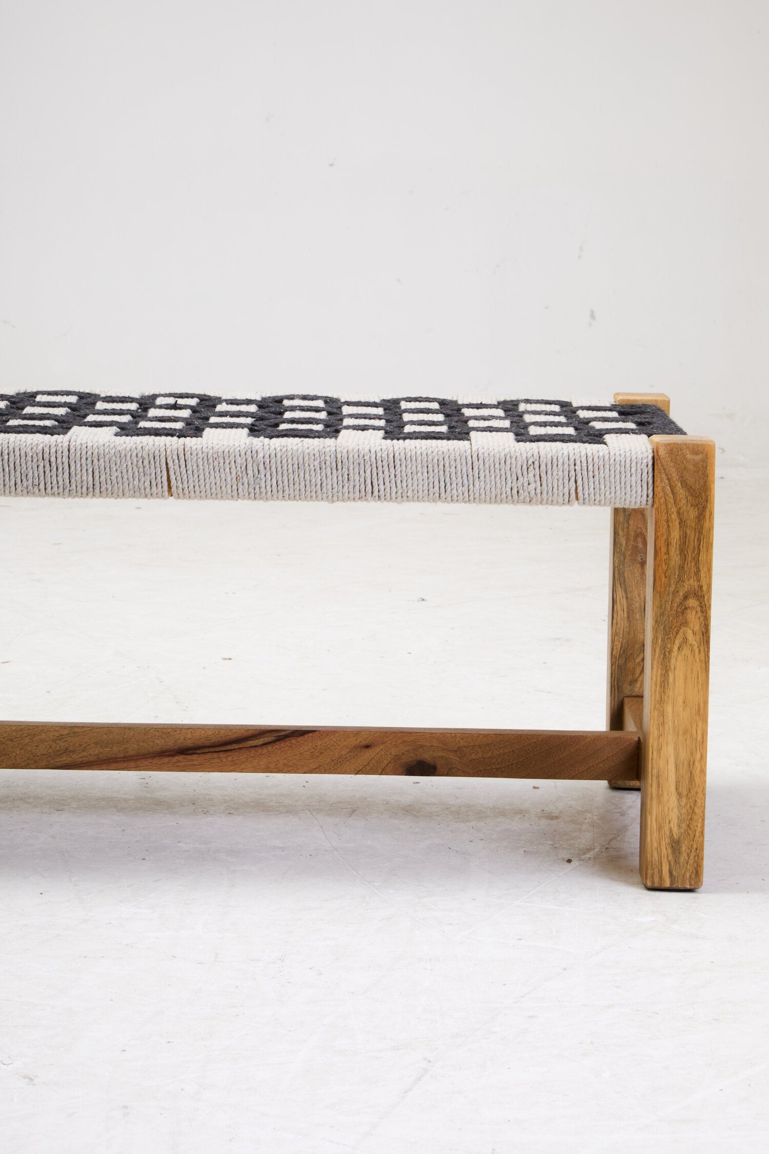Satna Black And White Jute Bench