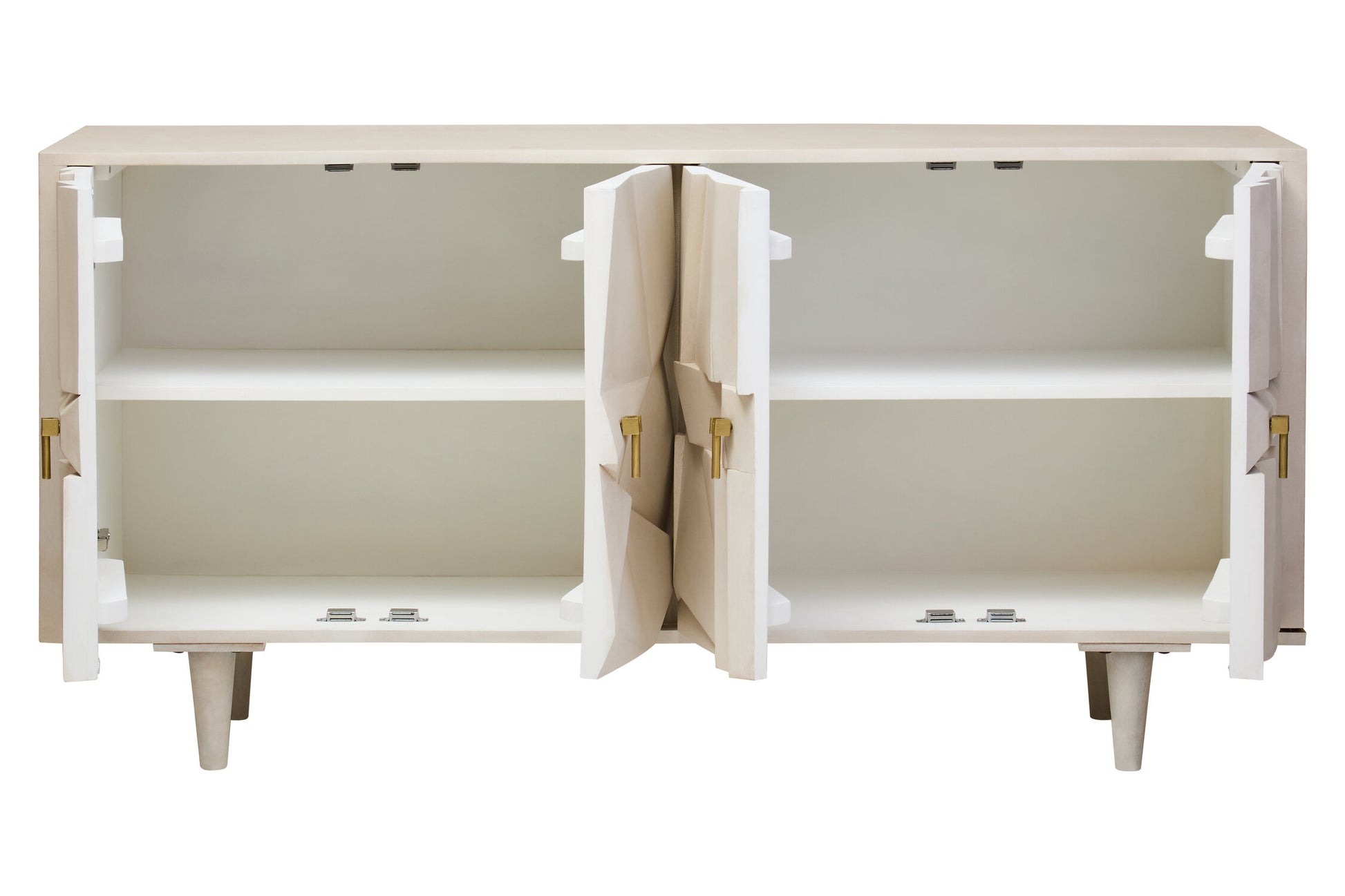 Sita Four Door Whitewash Mango Wood Abstract Sideboard