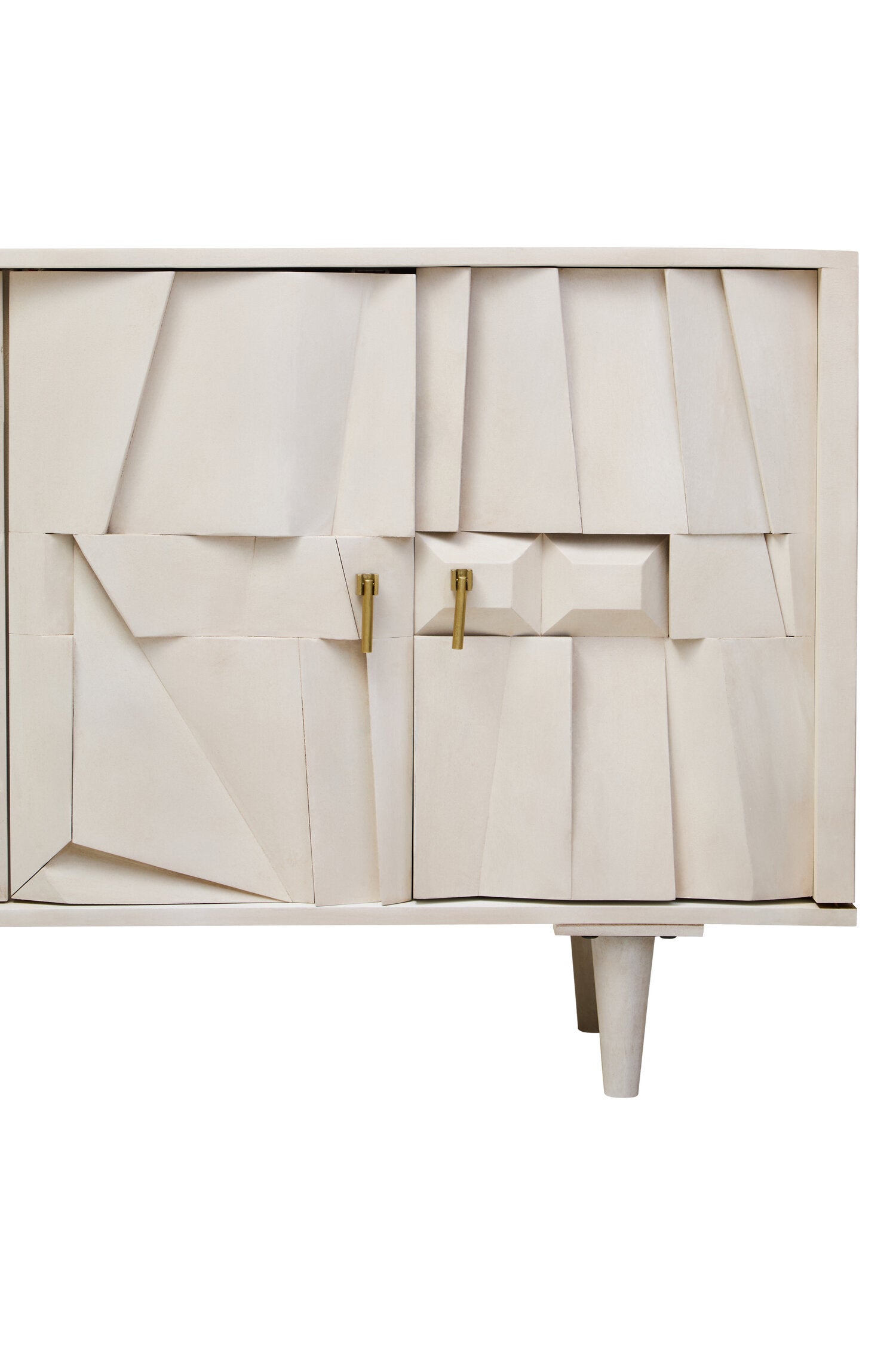 Sita Four Door Whitewash Mango Wood Abstract Sideboard