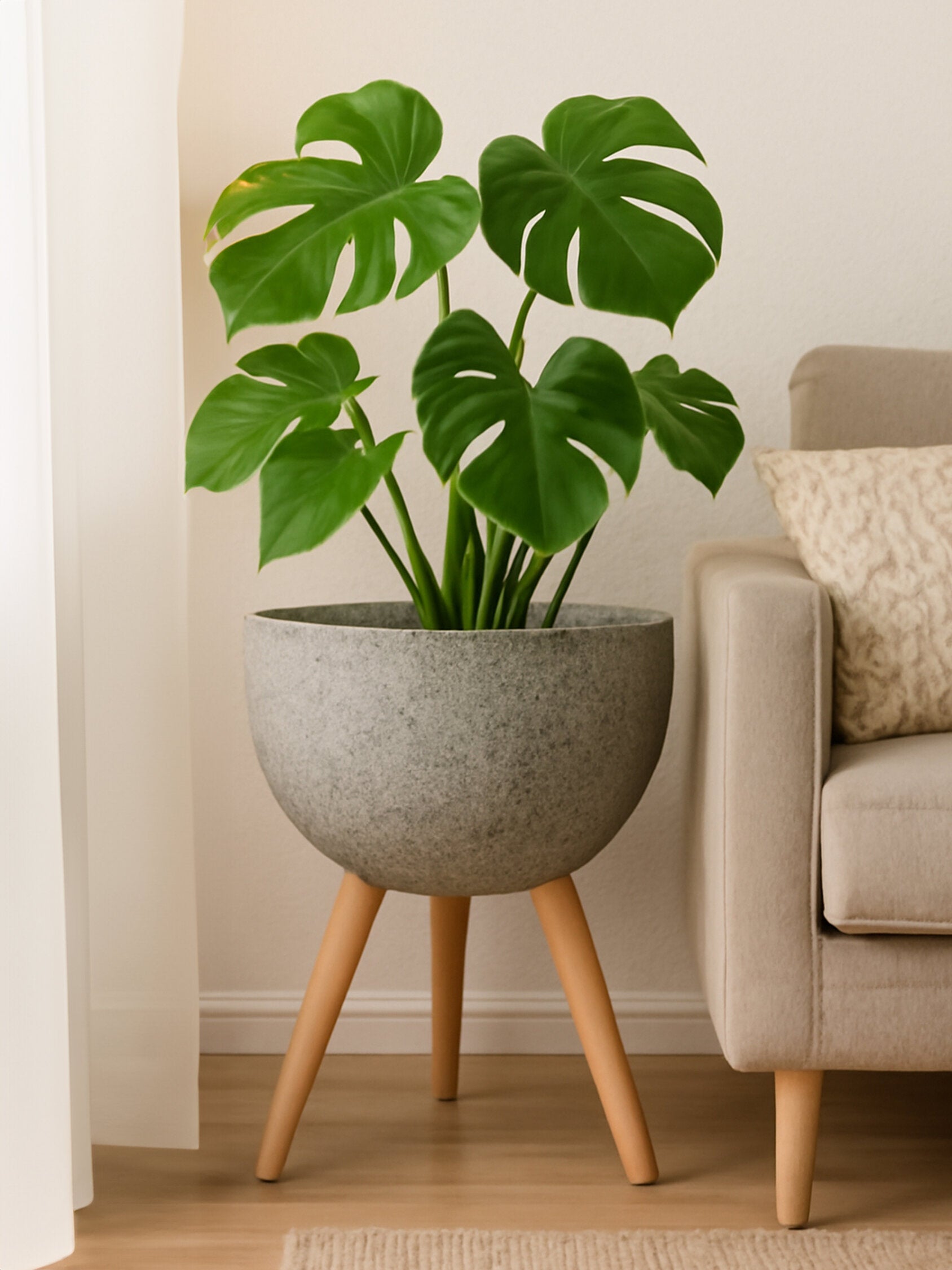 Darnell Large Grey Speckled Planter