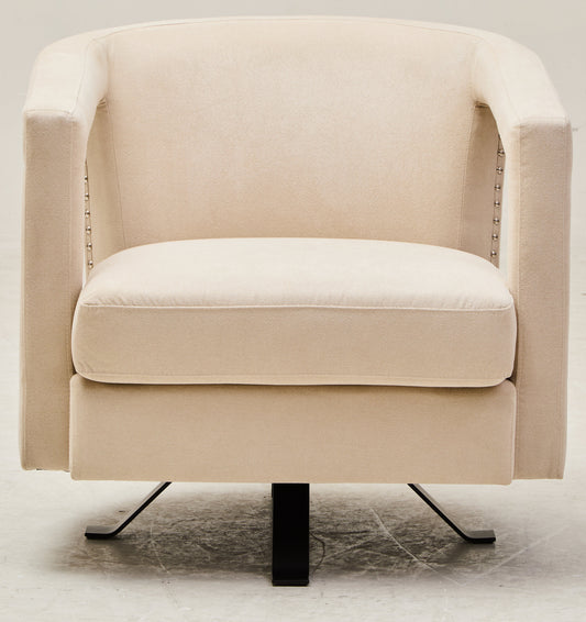 Hestia Beige Velvet Swivel Chair