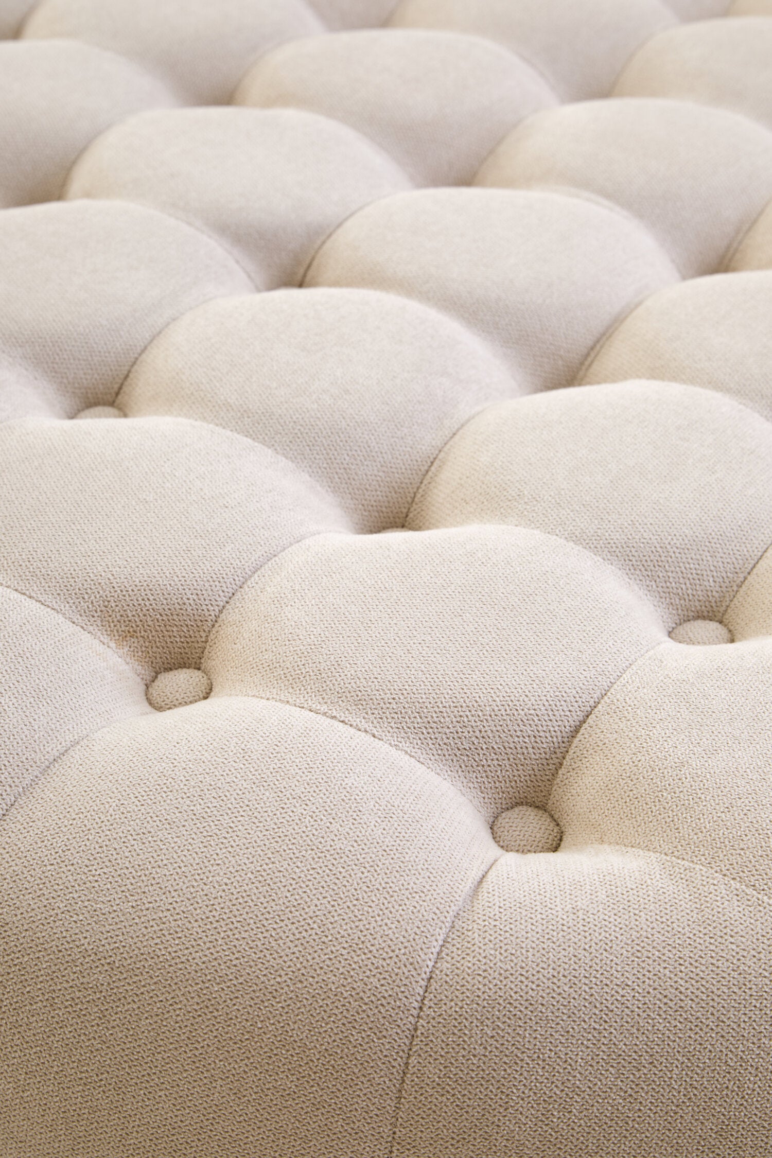 Haley Beige Velvet Round Tufted Footstool